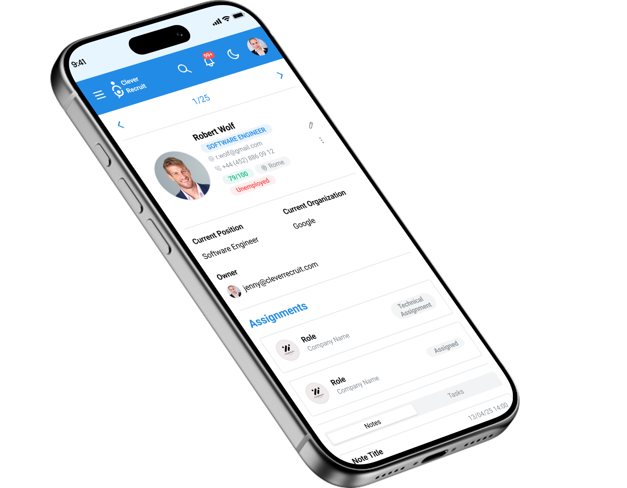 Clever Recruit — Mobile Candidate Profile