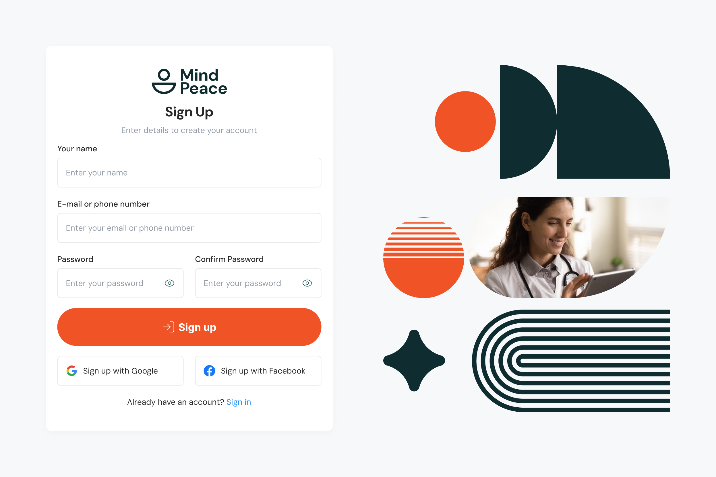 MindPeace — Clinician account registration