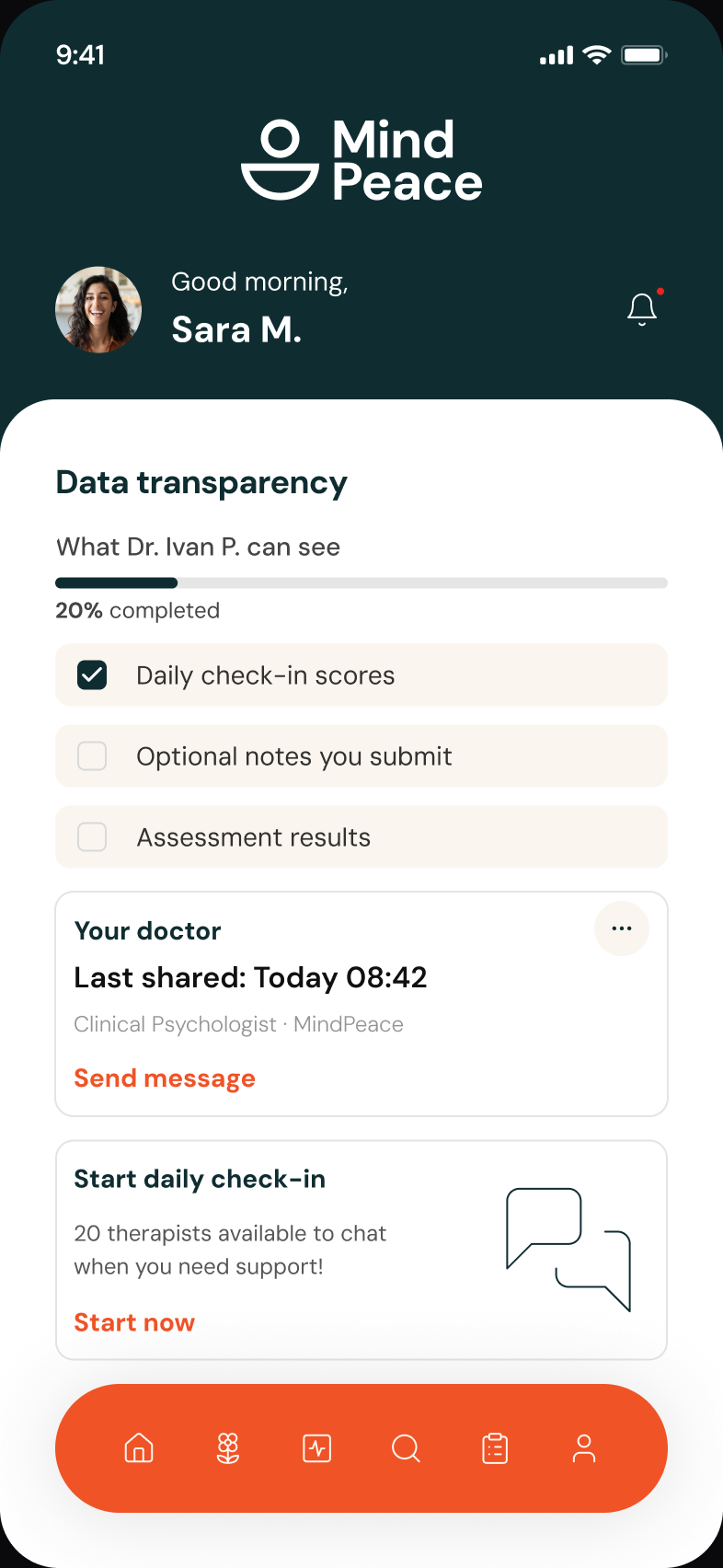 MindPeace — What Dr. Ivan P. can see from patient data