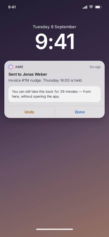 Undo without opening the app