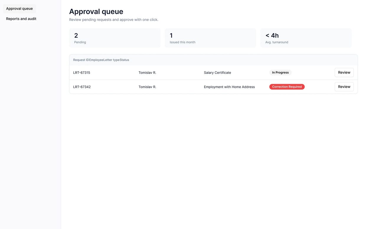 Approval queue