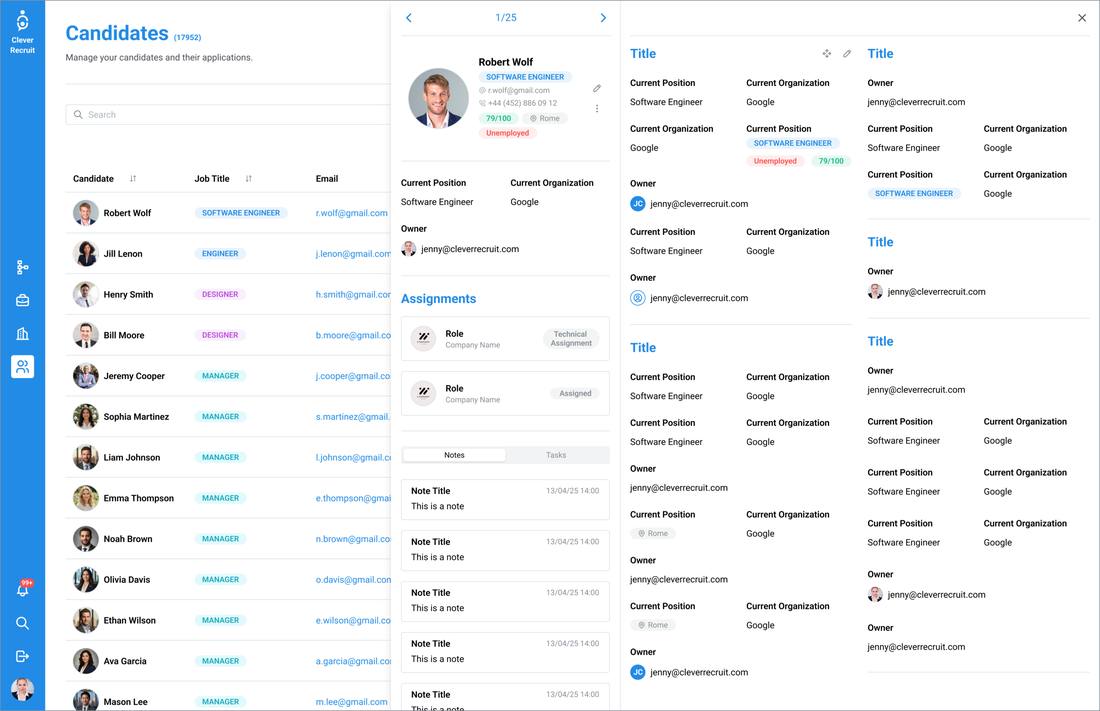Clever Recruit — Candidate Profile Wireframe
