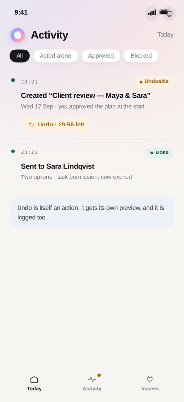 One entry, four actions