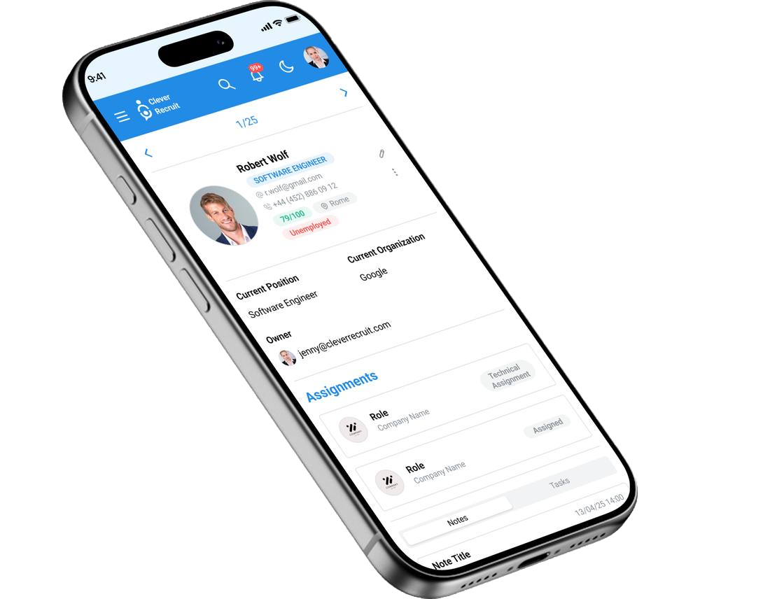 Clever Recruit — Mobile Candidate Profile