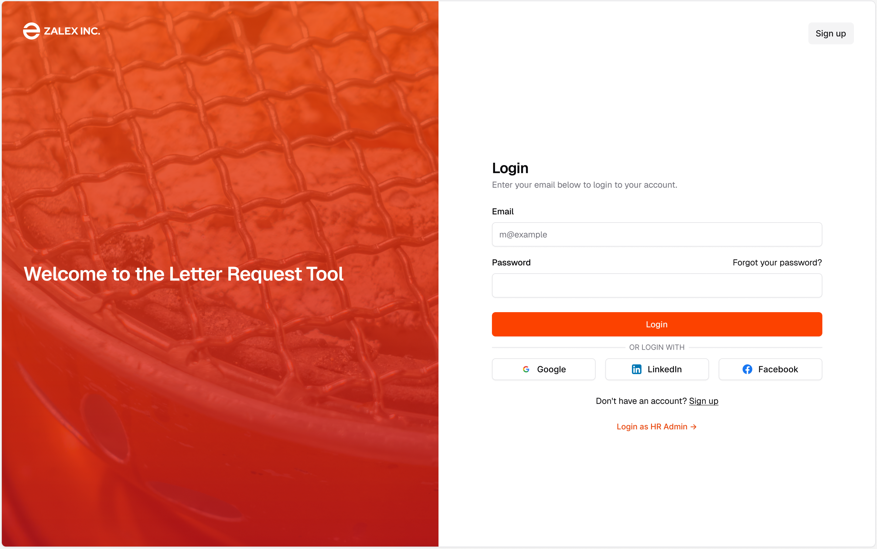 Zalex — Employee login with SSO options