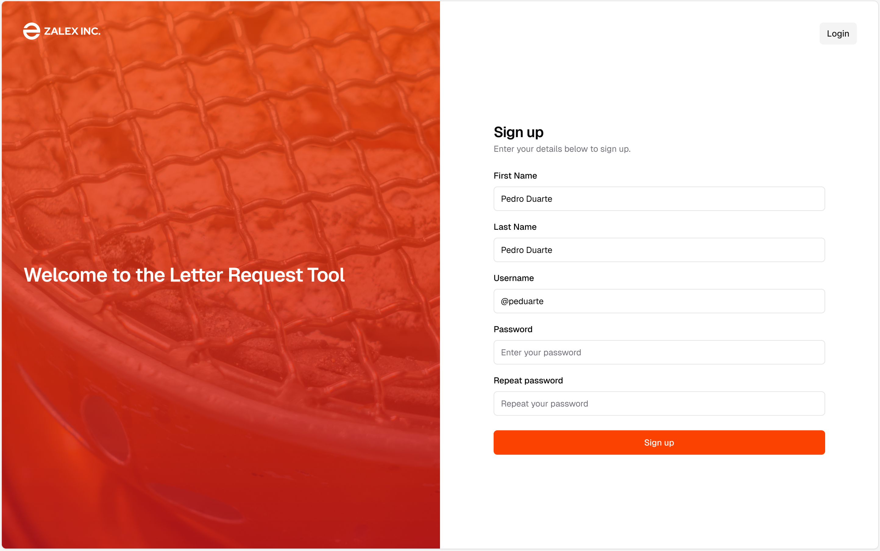 Zalex — New employee registration