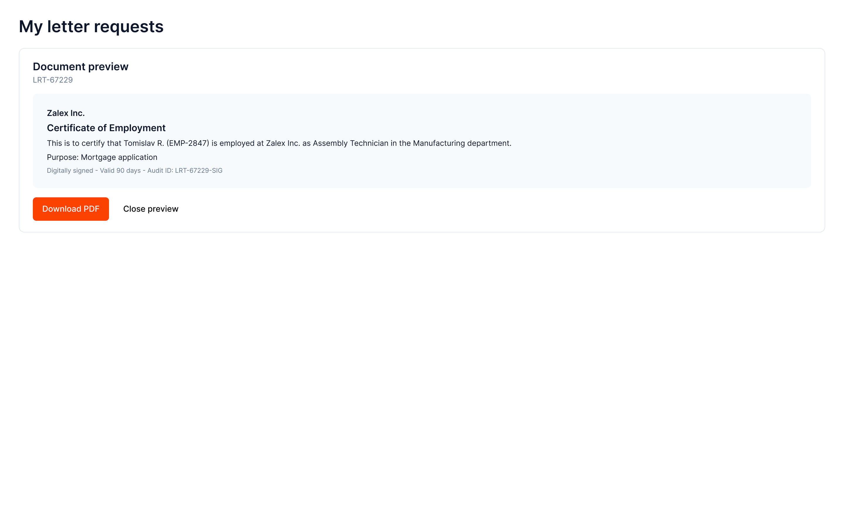 Zalex — Signed PDF preview and download