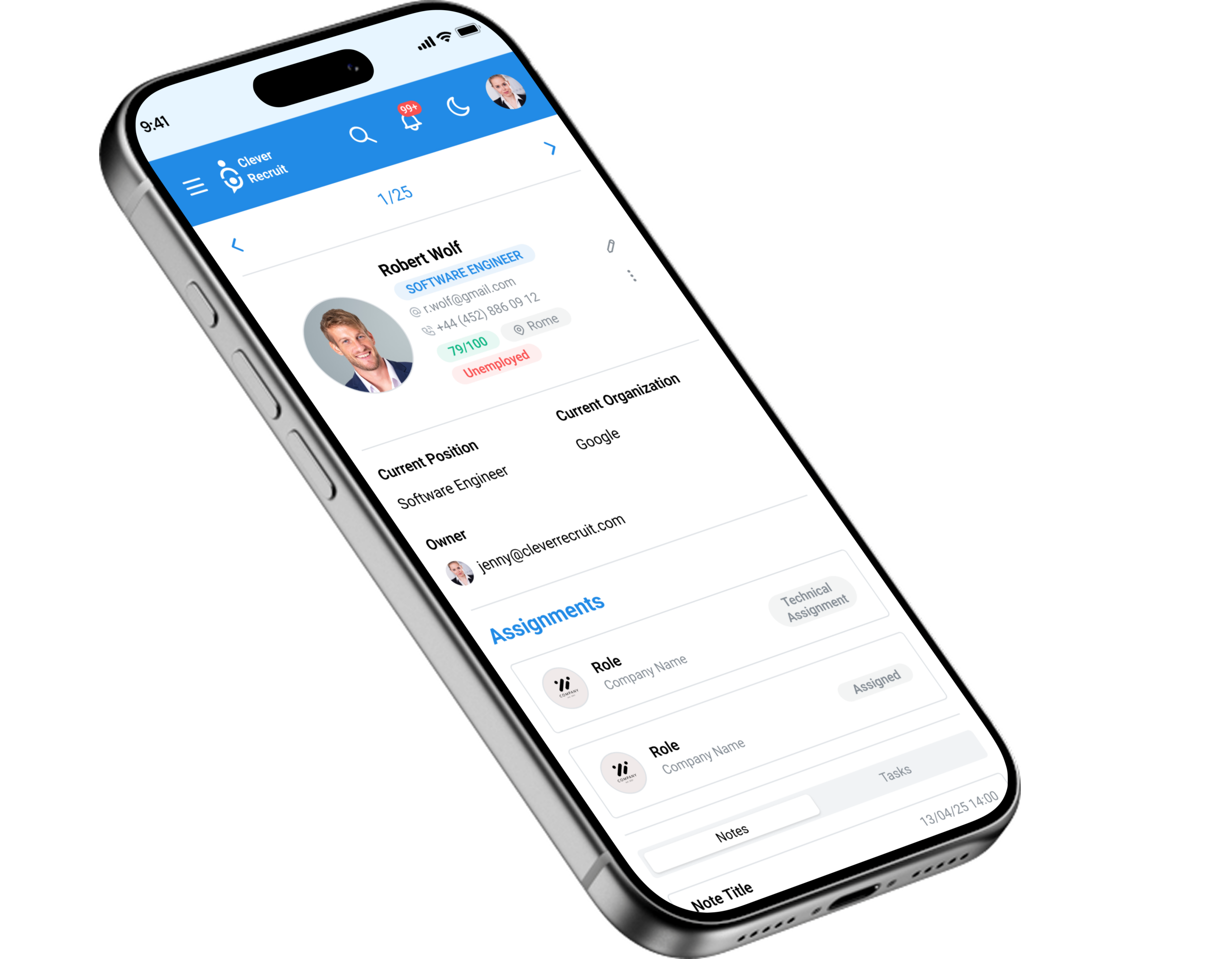 Clever Recruit — Mobile Candidate Profile