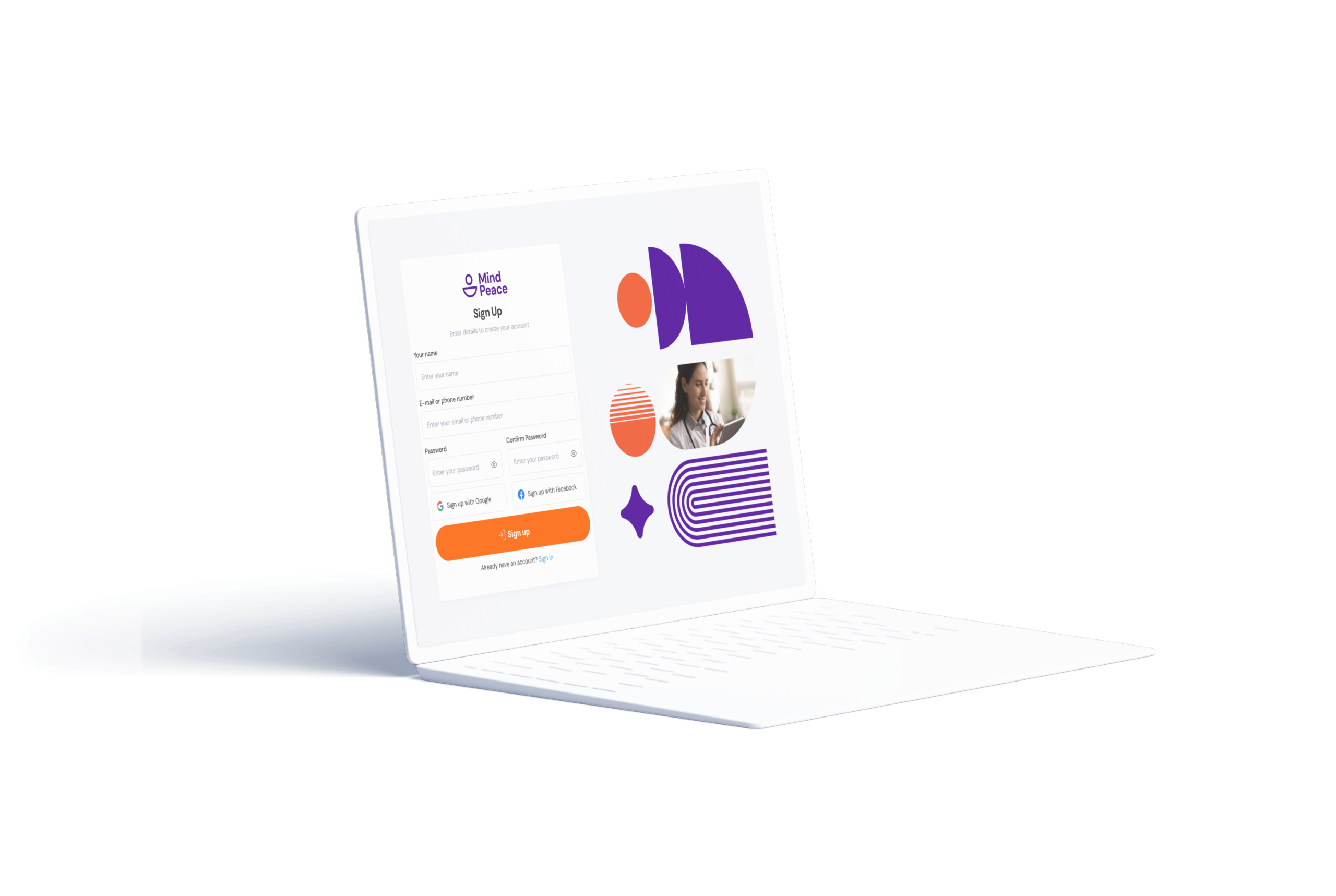 MindPeace — Desktop Sign Up