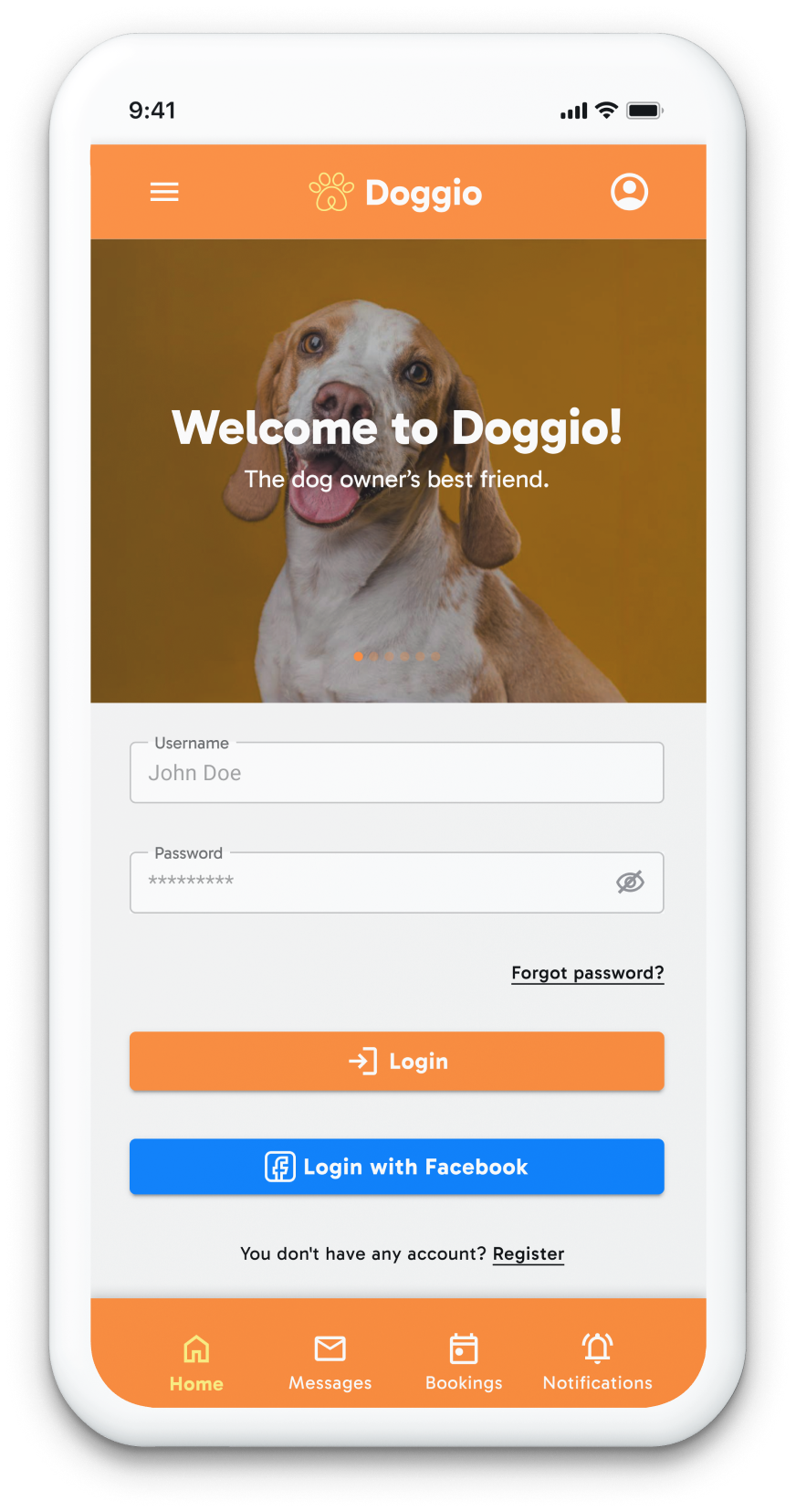 Doggio — Mockup Login