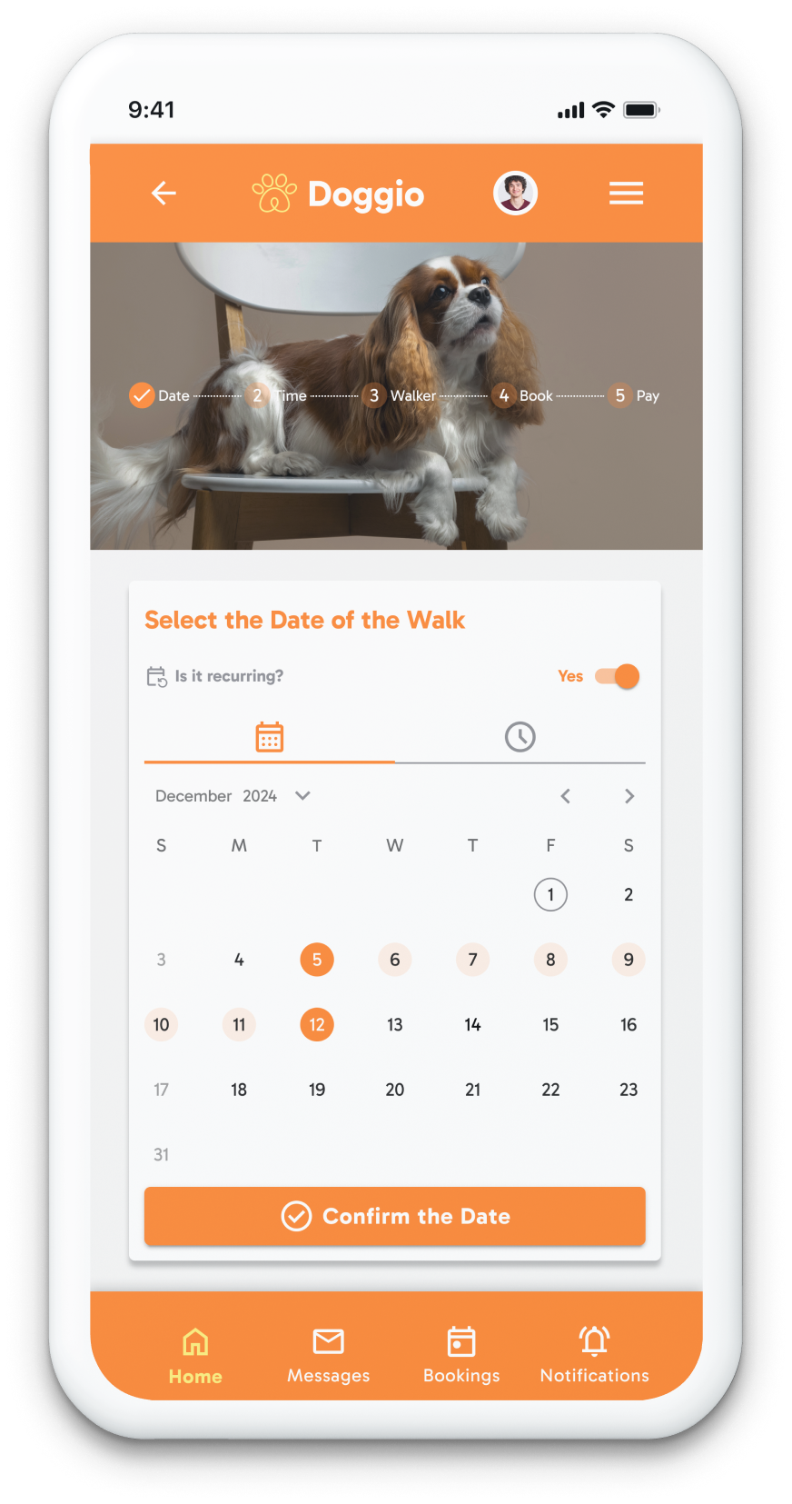 Doggio — Mockup Date Selector