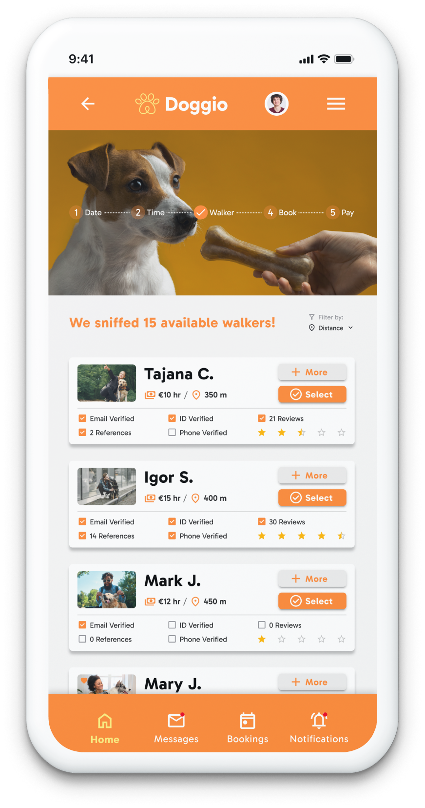 Doggio — Mockup Walker List