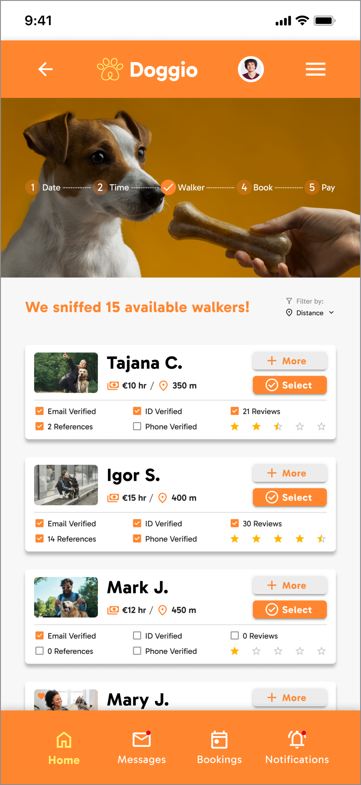Doggio — Walker Selector Wireframe