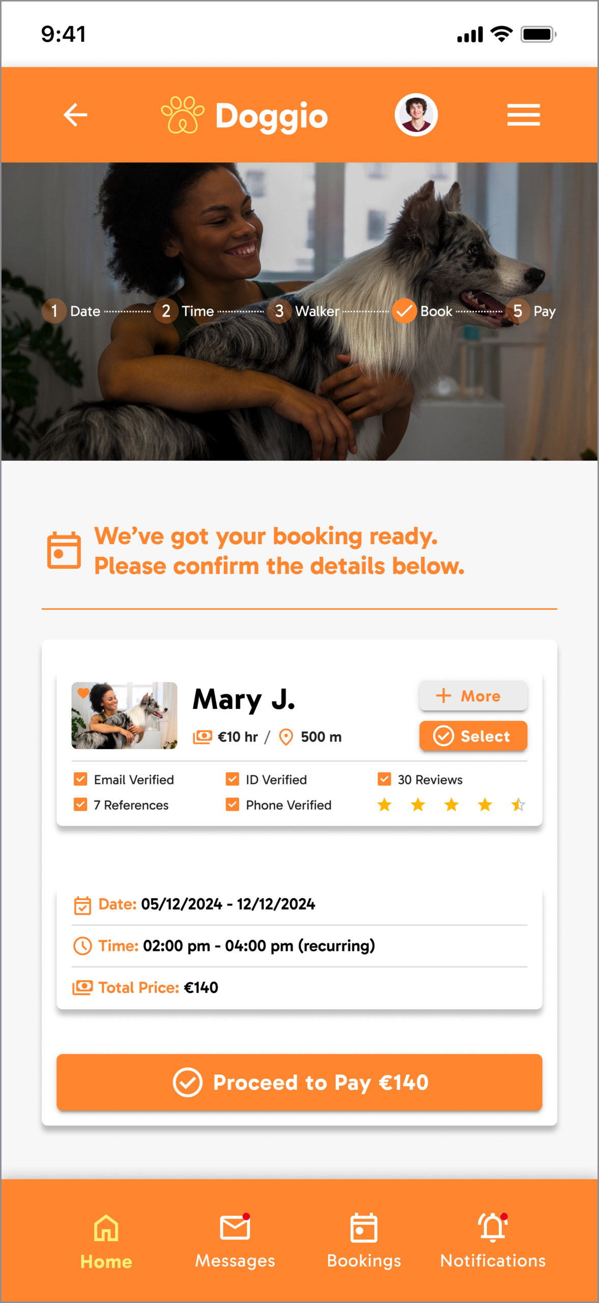 Doggio — Booking Walker Wireframe